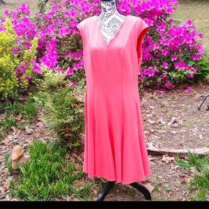 Maggie London Dress Coral Pink Fit And Flare EUC 16